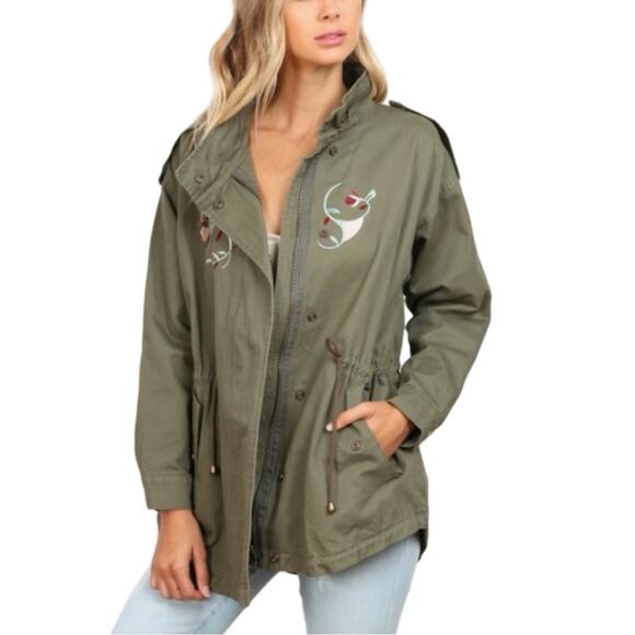 EN CREME women's Embroidered Olive Green Jacket - SIZE SMALL - Picture 10 of 16